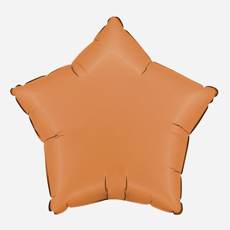 Ballon mylar étoile caramel satin : deco mariage terracotta