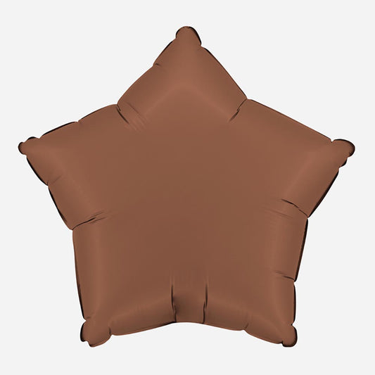 Ballon helium étoile chocolat satin : decoration mariage boheme