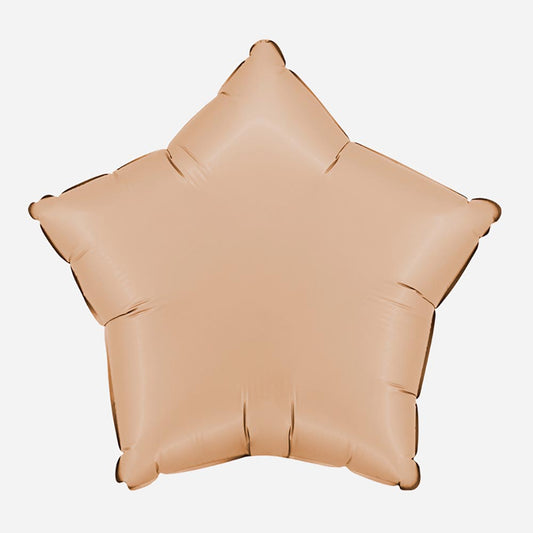Ballon helium étoile nude satin pour decoration bapteme