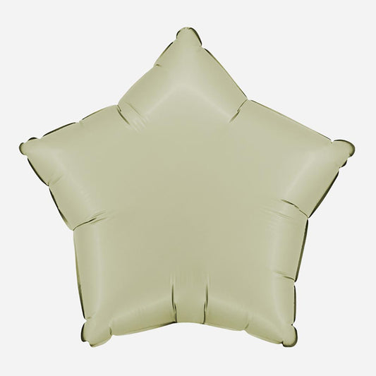 Ballon helium étoile olive satin : decoration anniversaire dino