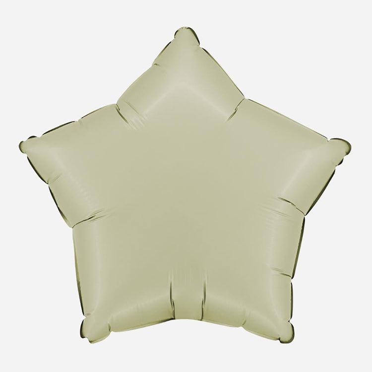 Ballon helium étoile olive satin : decoration anniversaire dino