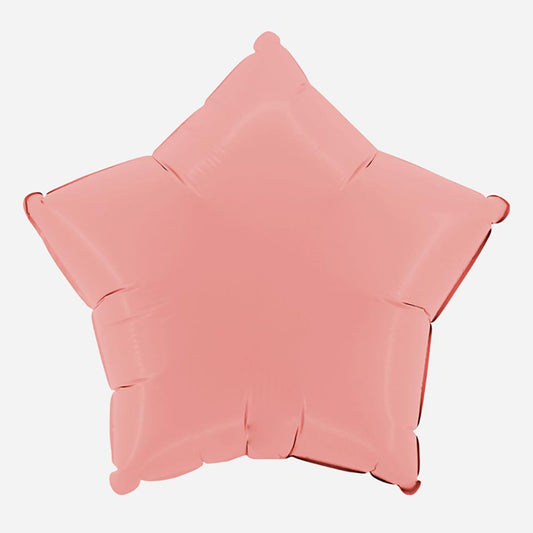 Ballon helium étoile rose mat : deco baby shower fille