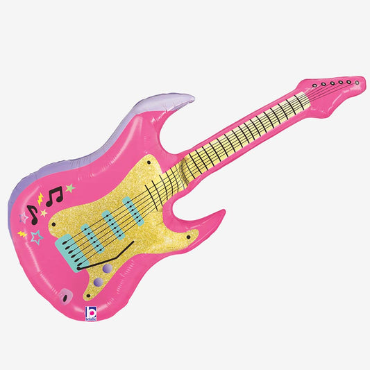 Ballon guitare rose, parfait pour fĂȘte rock et girly