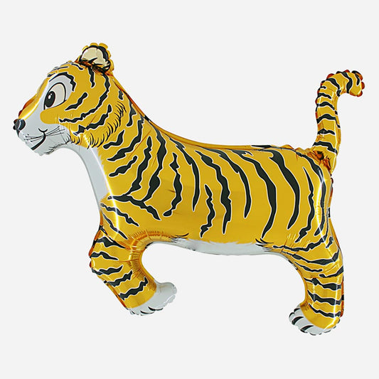 Anniversaire jungle : ballon tigre à gonfler à l'helium made in Italy