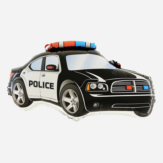 Anniversaire police : ballon hélium voiture de police couleur noire