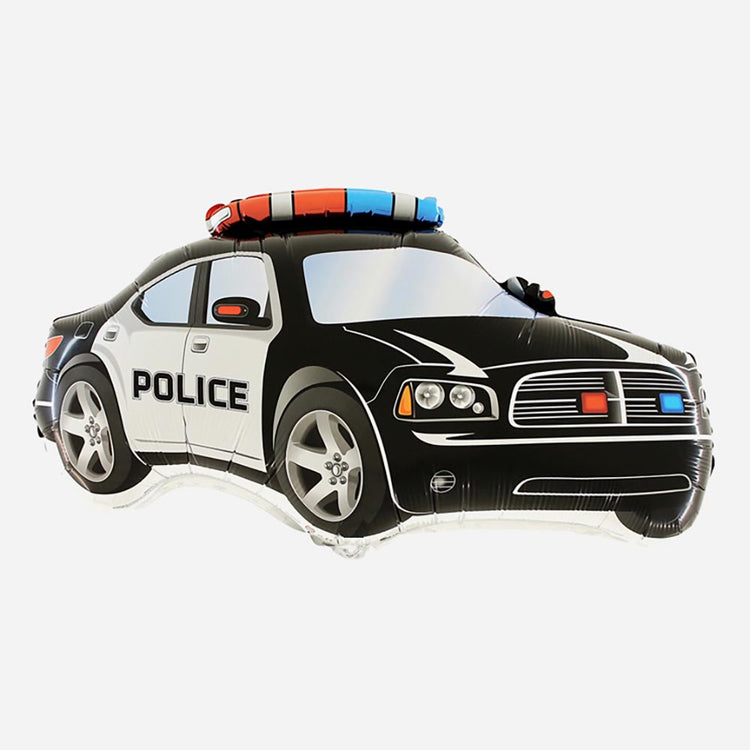 Anniversaire police : ballon hélium voiture de police couleur noire