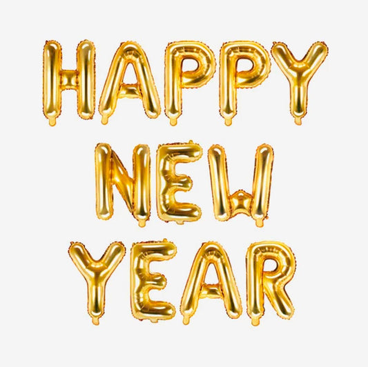 Ballon happy new year doré pour décoration du Nouvel an
