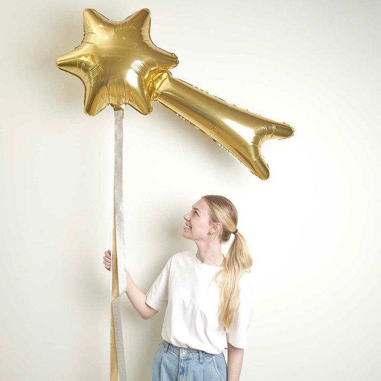 Ballon étoile filante doré - Décoration de fête dorée