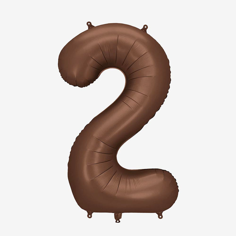 Ballon chiffre géant couleur chocolat, pour anniversaire enfant ourson