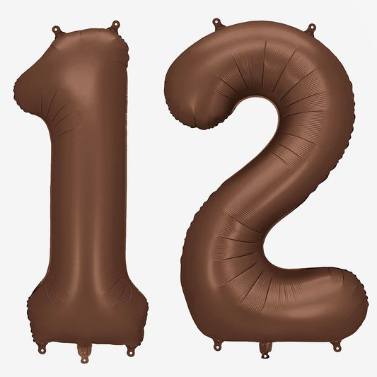 Ballon chiffre marron géant, parfait pour fête vintage