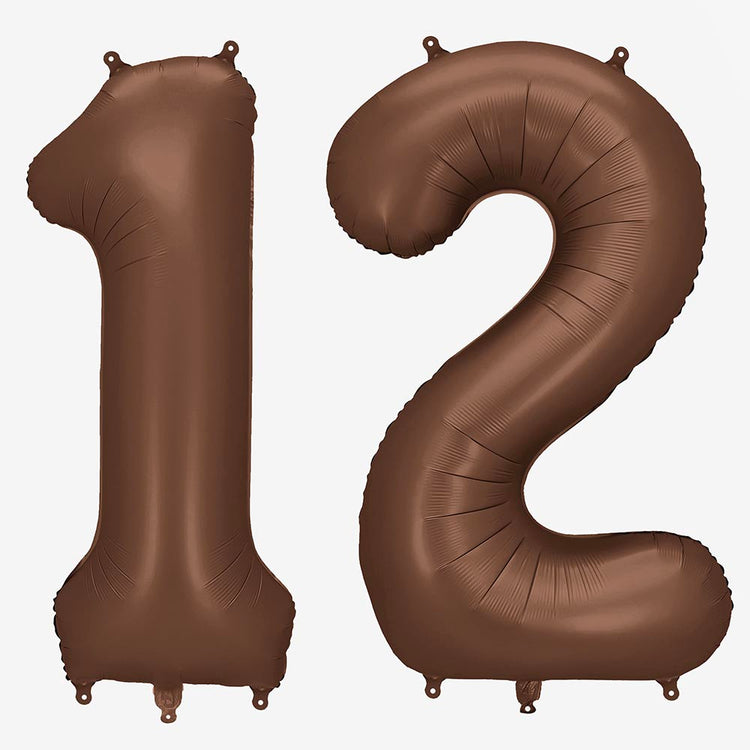 Ballon chiffre marron géant, parfait pour fête vintage