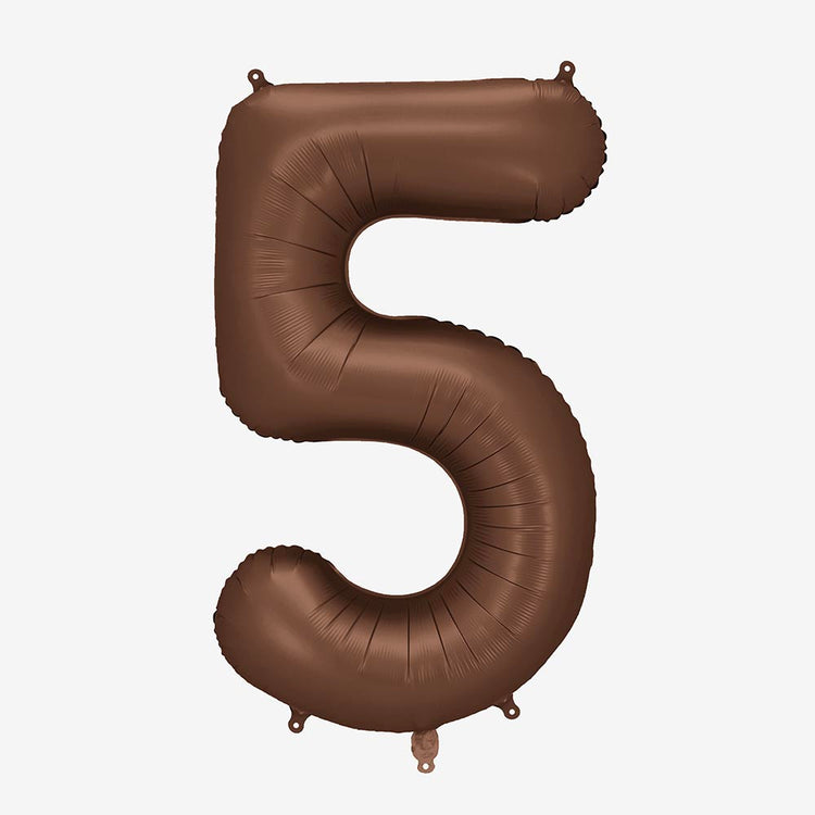 Ballon chiffre marron hélium, déco naturelle et raffinée