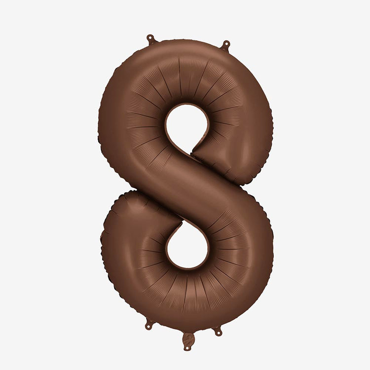 Ballon hélium marron chiffre, pour anniversaire en douceur