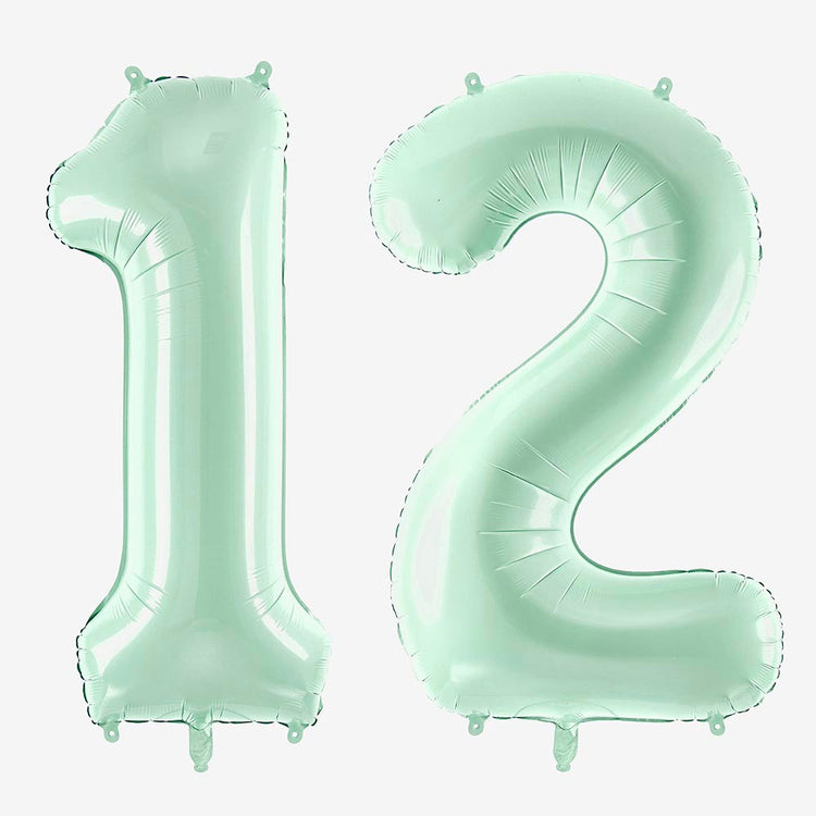 Ballon hélium géant chiffre vert menthe