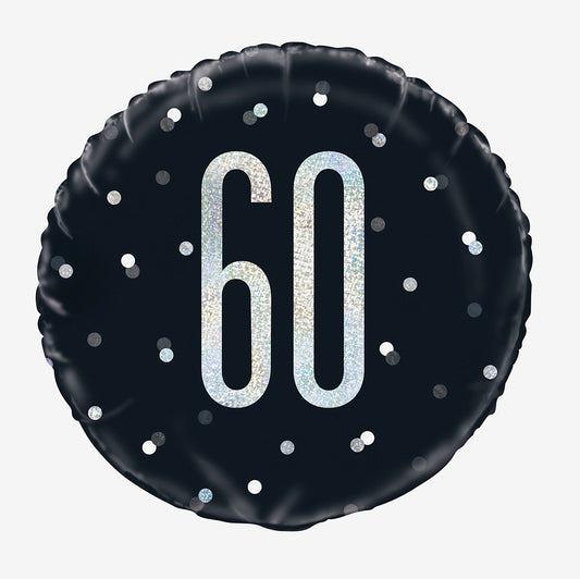 Ballon mylar 60 ans noir holographique pour une arche de ballon
