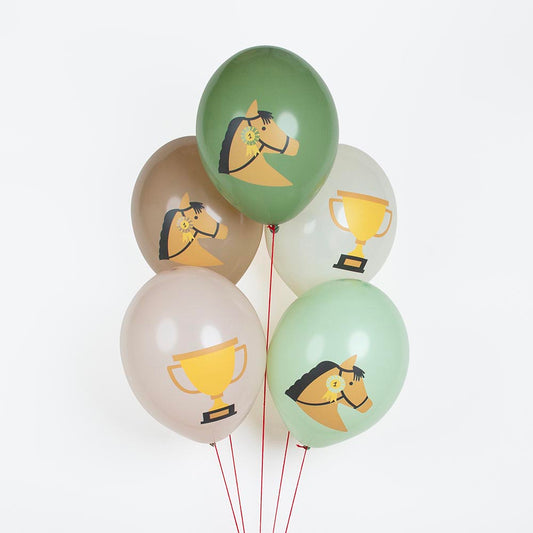 5 ballons de baudruche cheval : anniversaire fille equitation