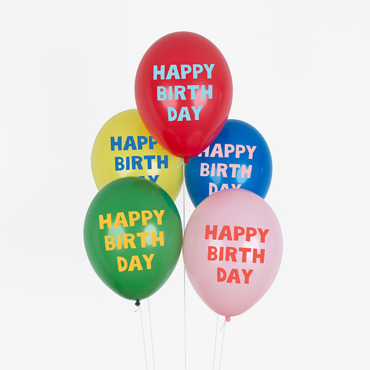 Ballons de baudruche : 5 ballons anniversaire multi