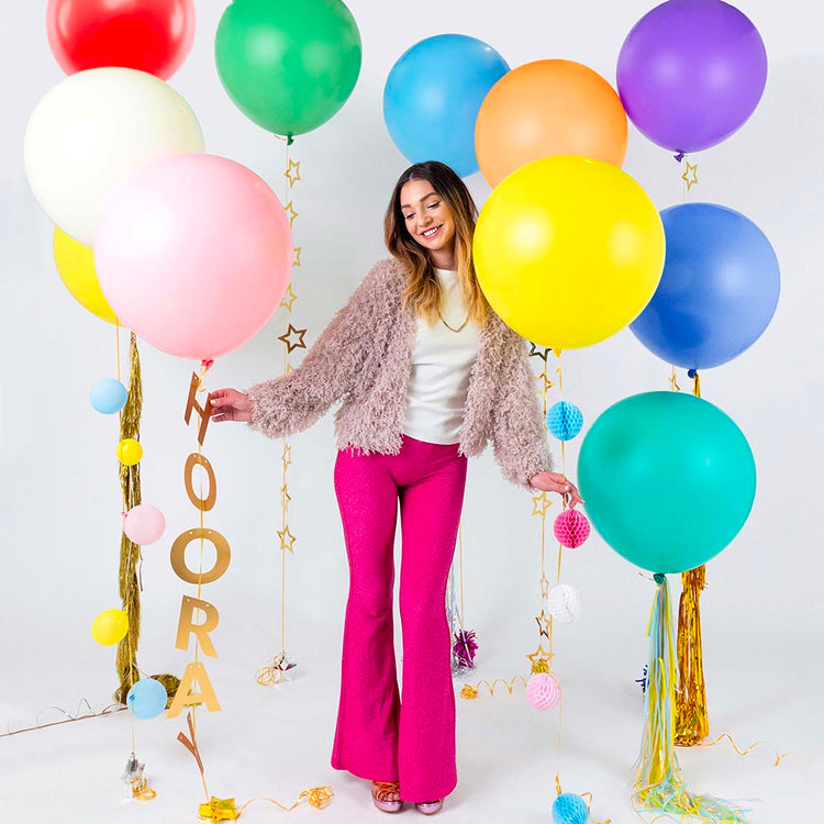 1 ballon de baudruche rond jaune fluo : deco anniversaire jeux video