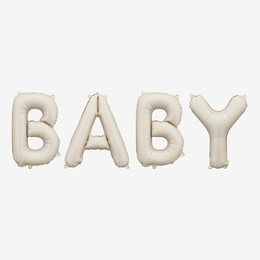 Ballon lettres Baby beige pour déco de baby shower