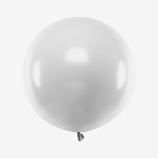 1 ballon de baudruche rond argenté (60cm) : decoration mariage