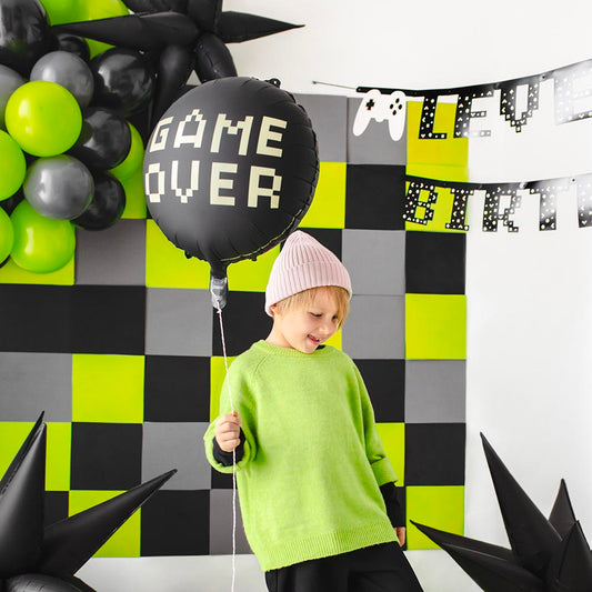 Ballon aluminium jeux vidéo game over : deco anniversaire garcon