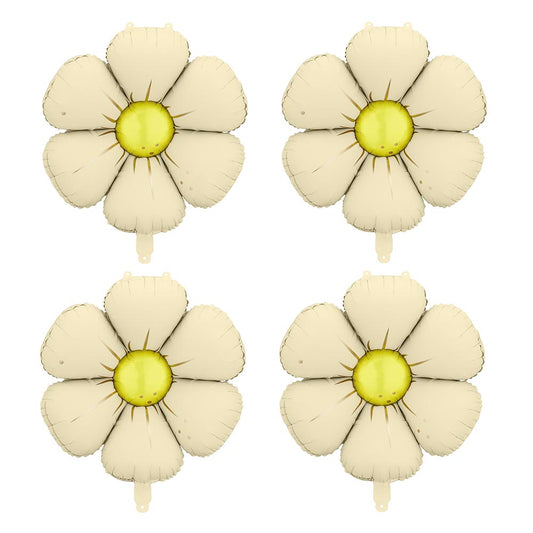 Ballons marguerite crème pour anniversaire fleuri