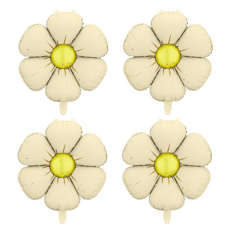 Ballons marguerite crĂšme pour anniversaire fleuri