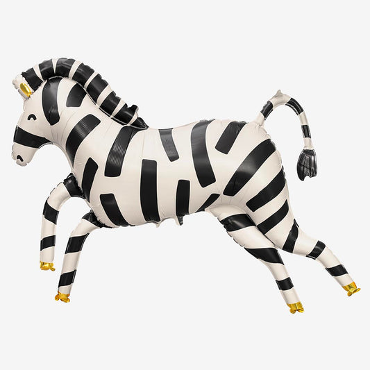 Ballon hélium zÚbre noir et doré : decoration anniversaire enfant