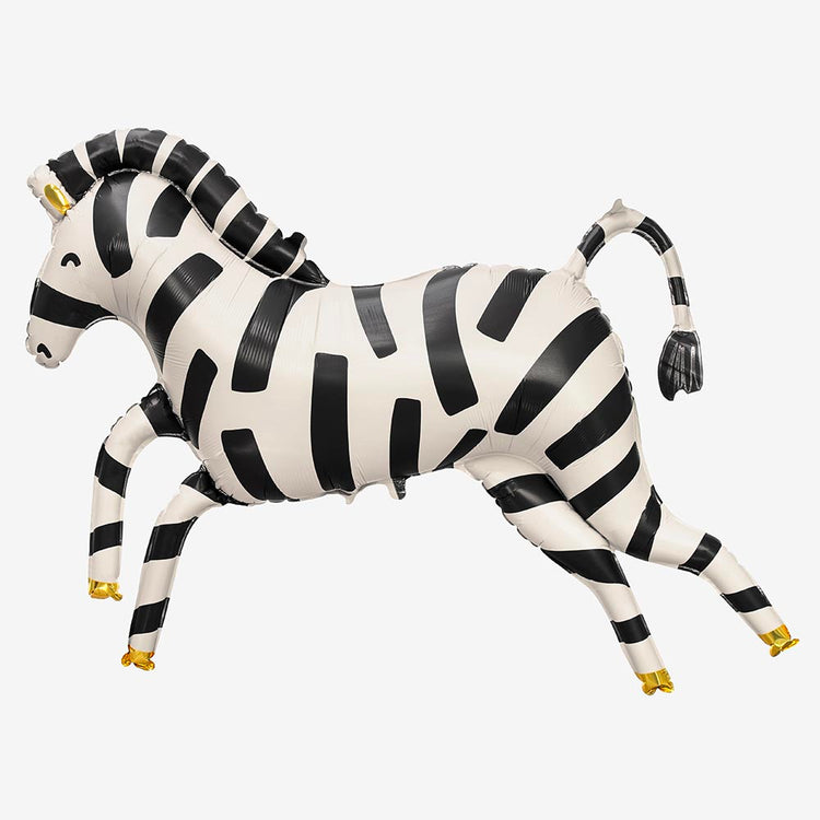 Ballon hélium zèbre noir et doré : decoration anniversaire enfant