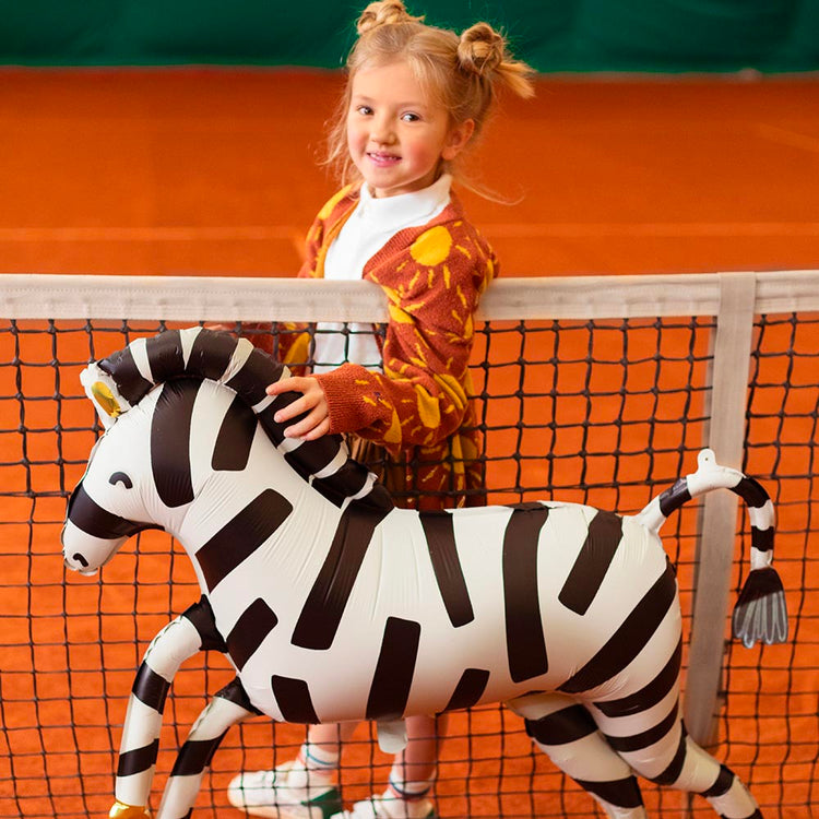 Ballon hélium zèbre noir et doré : decoration anniversaire safari