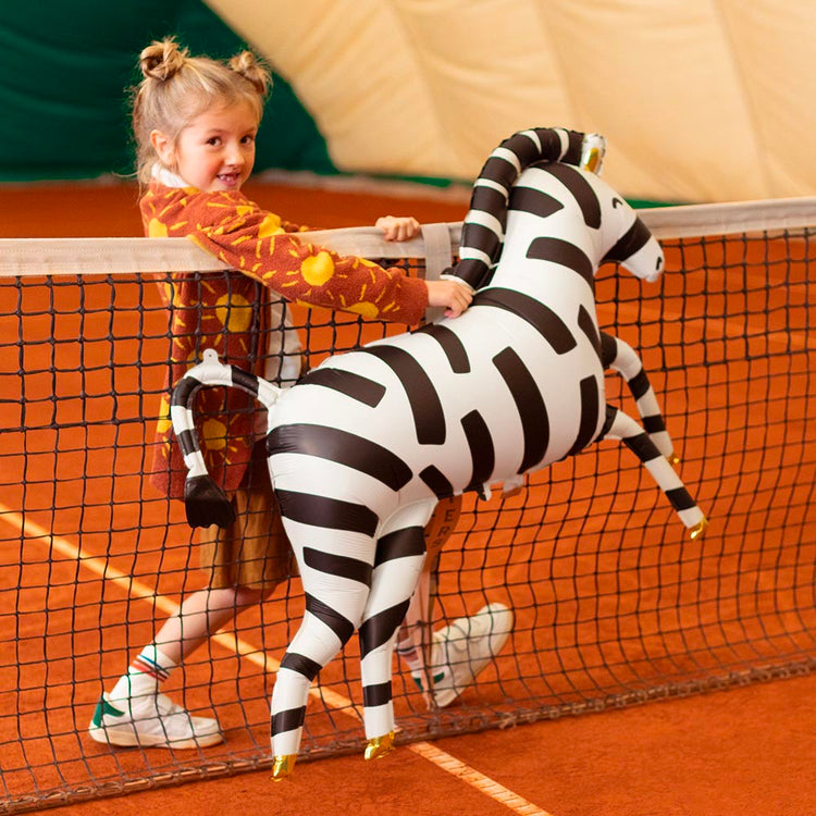 Ballon hélium zèbre noir et doré : decoration baby shower mixte
