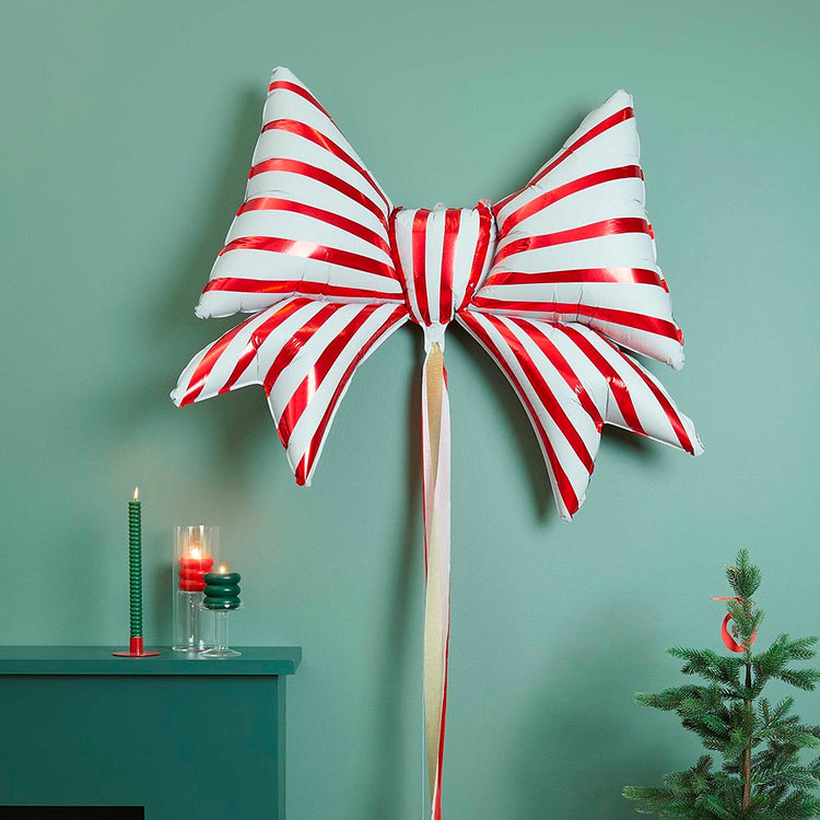 Ballon noeud rouge et blanc parfait pour déco unique Noël