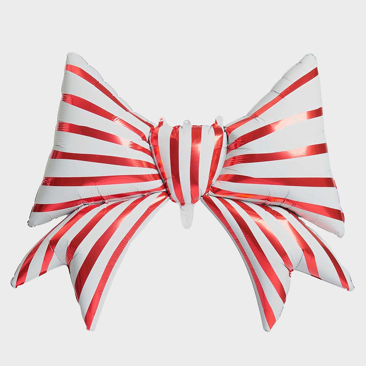 Ballon helium noeud rouge et blanc pour decoration de noel