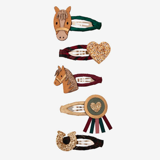 5 barrettes équitations glitter cadeaux à glisser dans une pochette surprise thème cheval