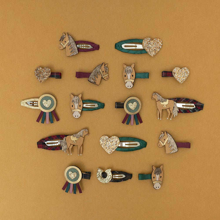 5 barrettes équitation cheval et cocarde accessoires cheveux à prix doux