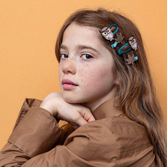 4 Barrettes chouette : Accessoires cheveux pour déguisement