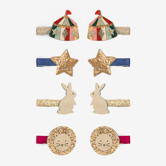 8 barrettes cirque cadeaux à glisser dans une pochette surprise