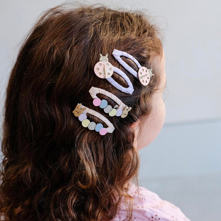 Barrettes coccinelle et chenille, accessoires cheveux amusants pour enfants