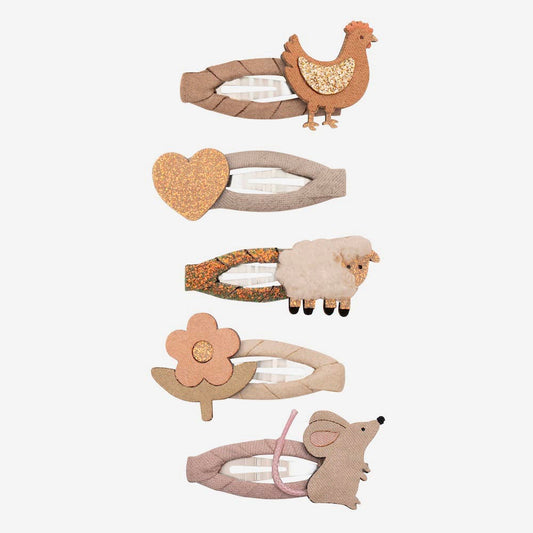 5 petites barrettes cadeaux à petits prix pour filles pour anniversaire thème animaux de la ferme
