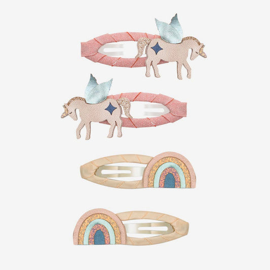 4 barrettes licorne ailĂ©es cadeau fĂȘte anniversaire licorne