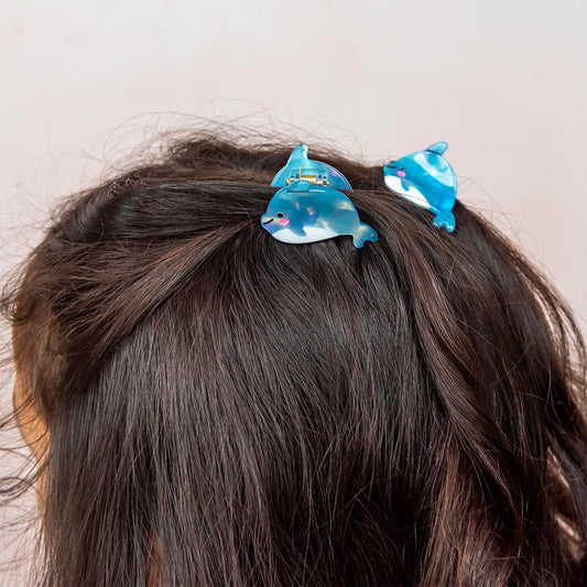 Mini pinces à cheveux dauphin : idée cadeau anniversaire sirène enfant