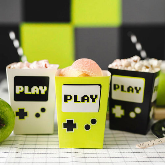 6 boîtes à pop corn jeux vidéo : deco de table anniversaire ado