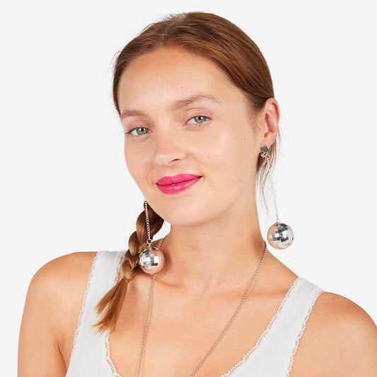 Boucles d'oreilles boules à facettes pour soirée du Nouvel an