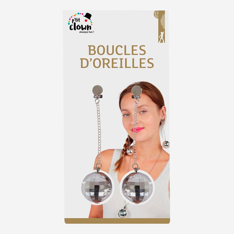 Accessoires Nouvel an : boucles d'oreilles boules disco Ptit Clown