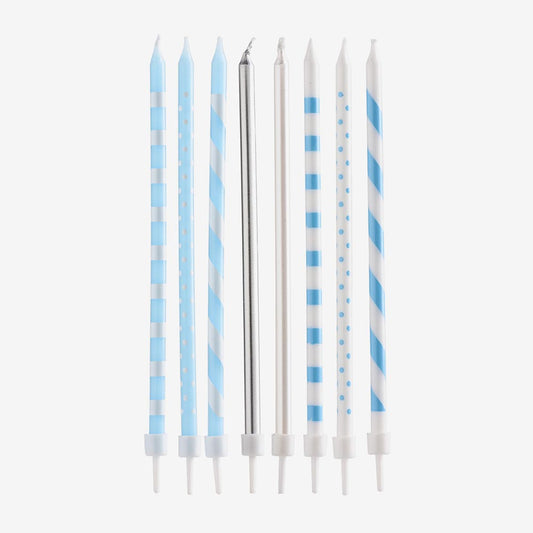 16 bougies anniversaire bleu et argent : deco gateau anniversaire