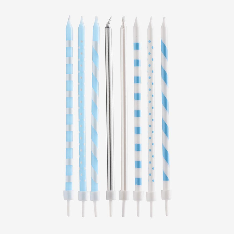 16 bougies anniversaire bleu et argent : deco gateau anniversaire