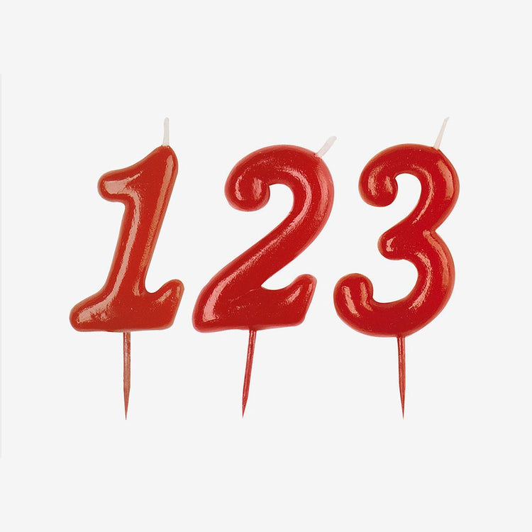 Bougie anniversaire chiffre rouge - decor gateau anniversaire