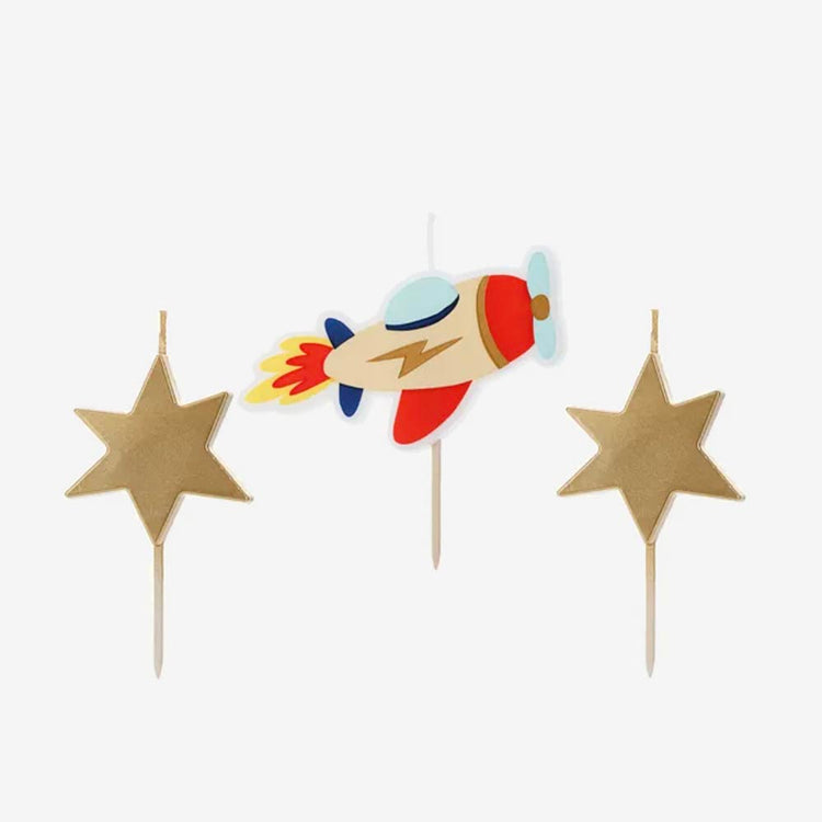 3 bougies anniversaire avion : decor gateau anniversaire enfant