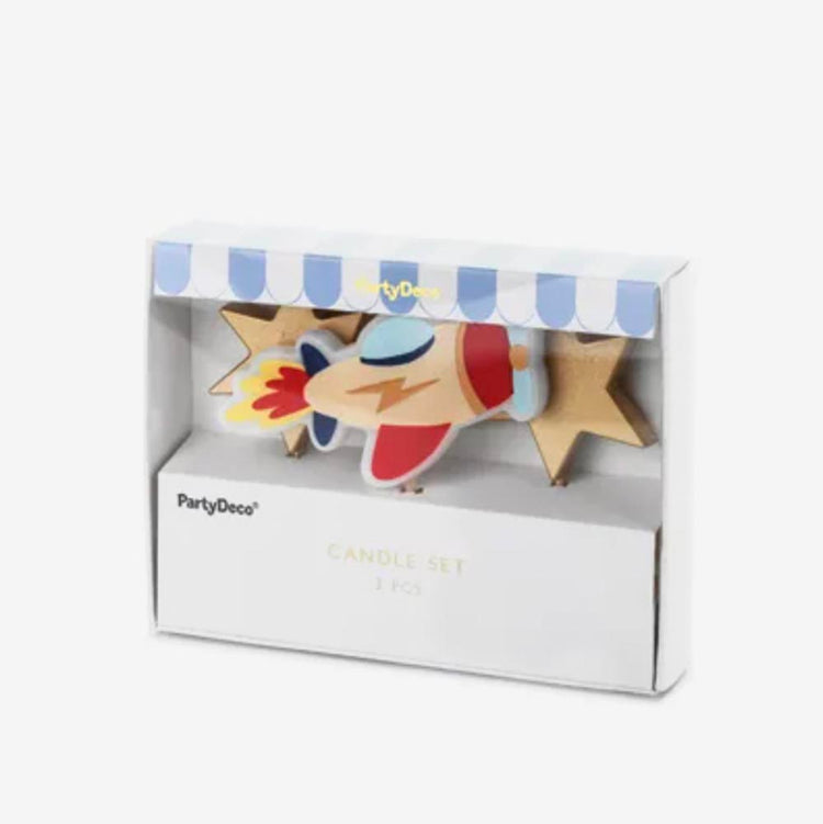 3 bougies anniversaire avion : decor gateau anniversaire aviation