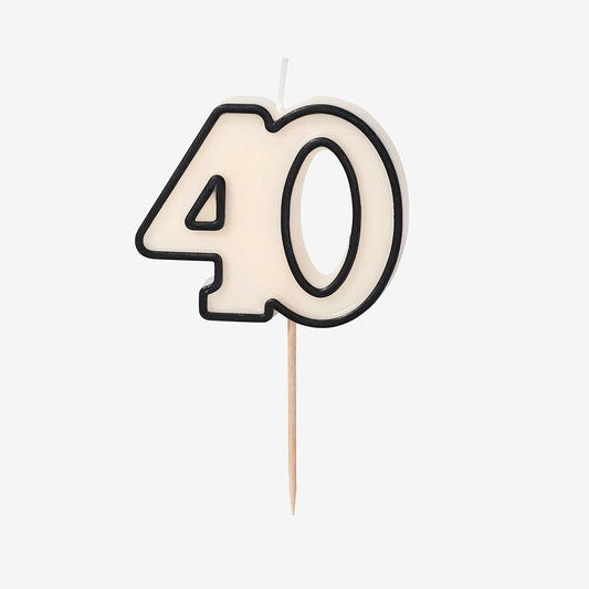 Bougie anniversaire 40 ans, déco sobre pour adulte